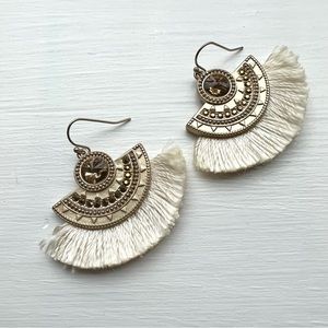 White House Black Market fringe gold drop earrings